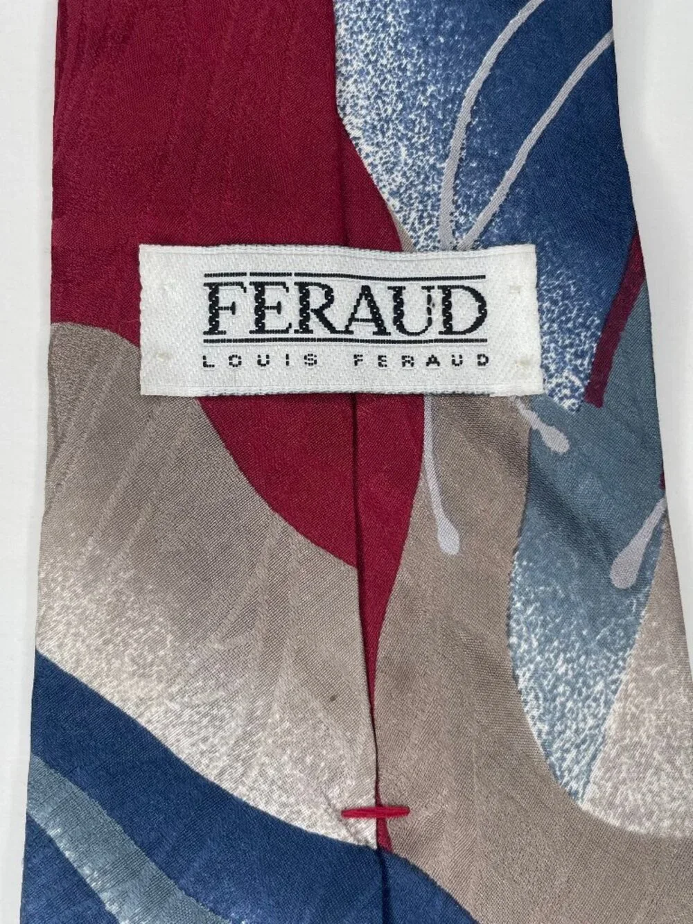 Louis Feraud Vintage Abstract Art Silk Tie Burgundy Swirl Indie Sleaze Designer